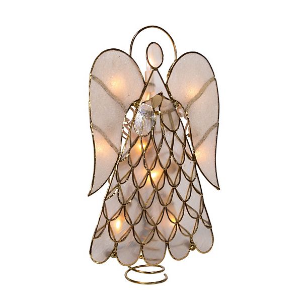 10-Light Capiz Shell Angel Christmas Tree Topper