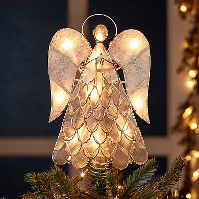 10-Light Capiz Shell Angel Christmas Tree Topper