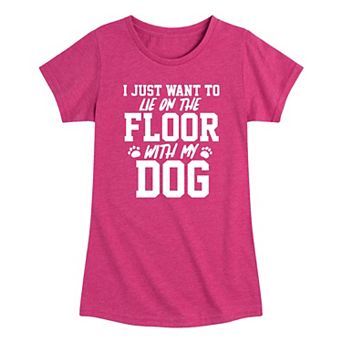 Girls 7-16 On The Floor With My Dog Graphic Tee