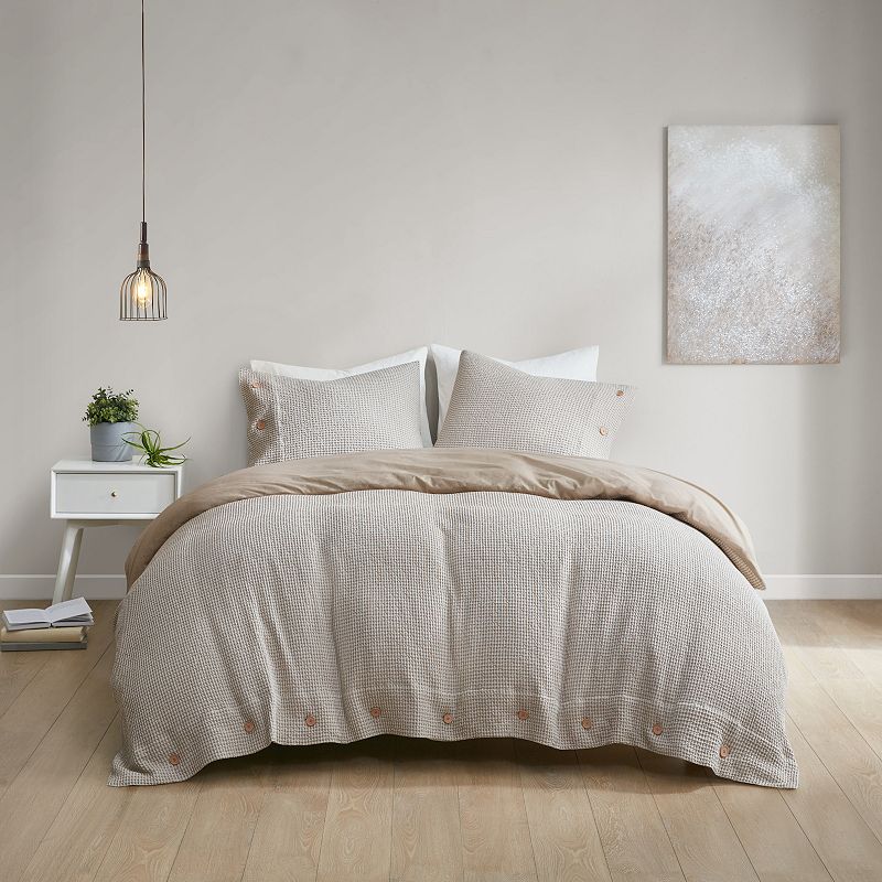 4pc King/California King Elena Rayon from Bamboo Blend Waffle Weave Comforter Cover Set - Taupe