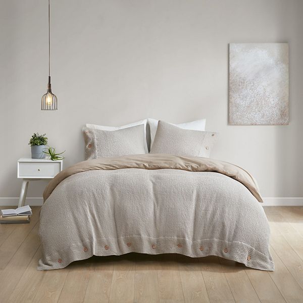 Clean Spaces Adalyn Waffle Weave Duvet Cover Set with Shams