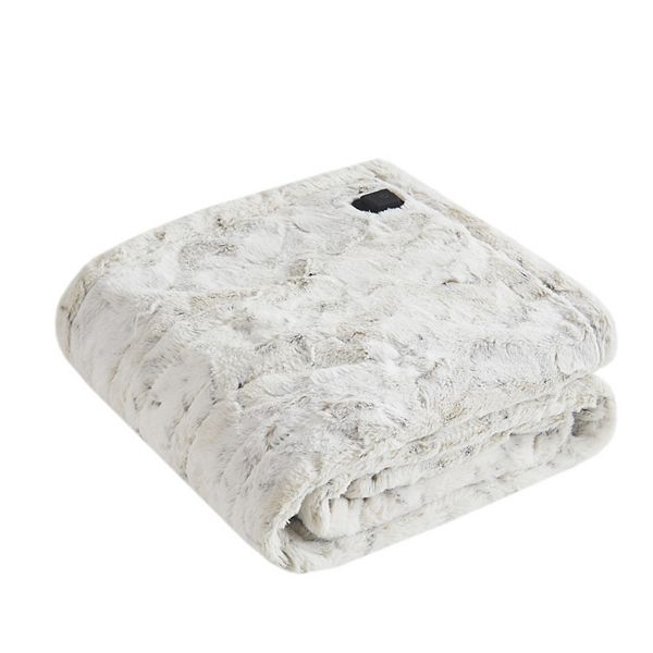 Beautyrest Marselle Faux Fur Electric Heated Throw Wrap with Builtin