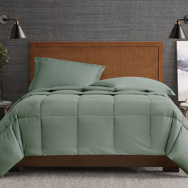 London Fog Garment Wash Solid King Comforter Set, Green, Full/Queen