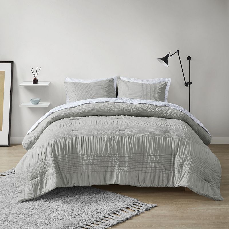 Madison Park Essentials Cirrus Complete Comforter Set with Sheets, Grey, Ki