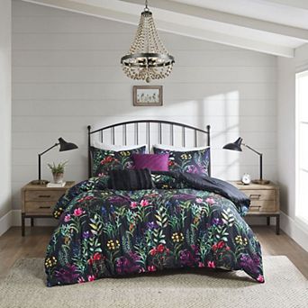 Madison Park Zaire 5 pc Antimicrobial Printed Floral Comforter Set with Throw Pillows