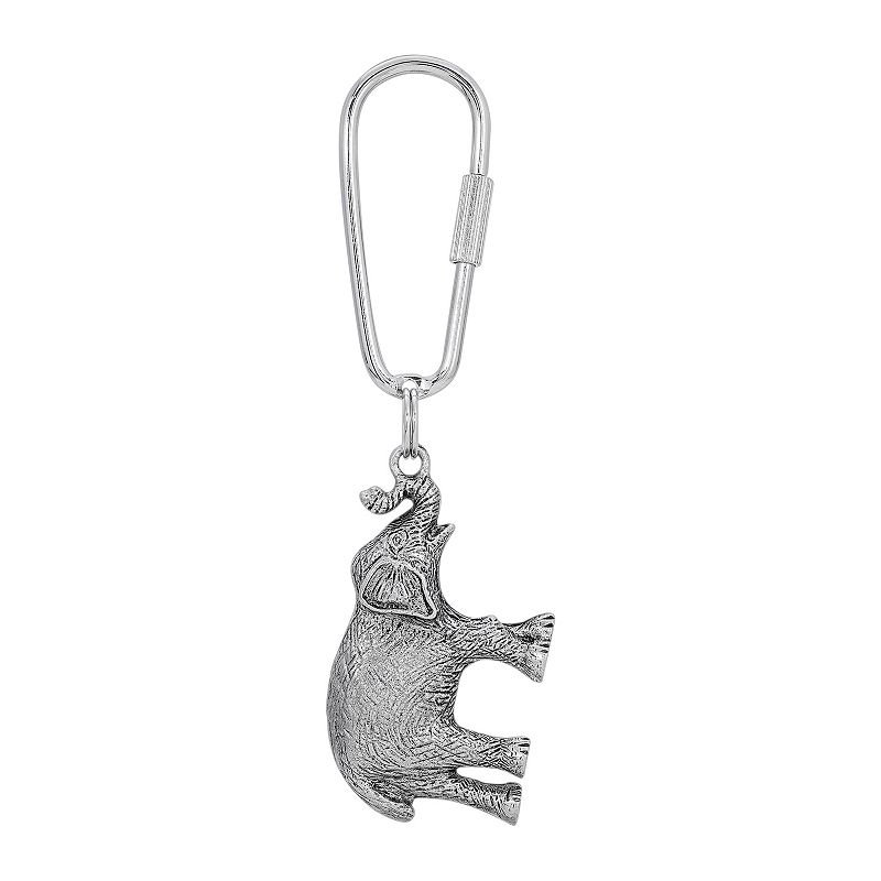 1928 Pewter Elephant Key Chain, Silver