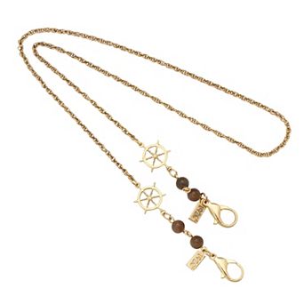 1928 Gold Tone Sailor Wheel Chain Face Mask Holder