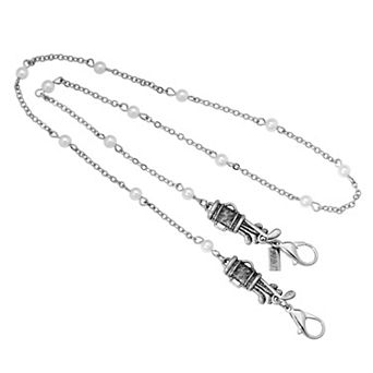 1928 Silver Tone Golf Bag Simulated Pearl Chain Face Mask Holder