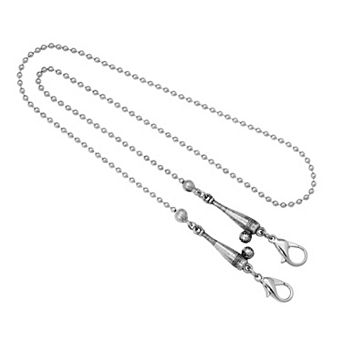 1928 Silver Tone Baseball Beaded Chain Face Mask Holder