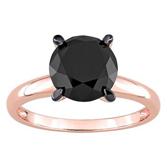 Stella Grace 14k Rose Gold 3 Carat T.W. Black Diamond Solitaire Engagement Ring