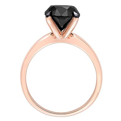 Stella Grace 14k Rose Gold 3 Carat T.W. Black Diamond Solitaire Engagement Ring
