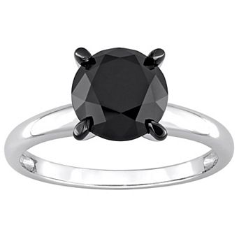 Stella Grace 14k White Gold 3 Carat T.W. Round Black Diamond Solitaire Engagement Ring