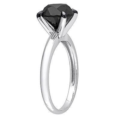 Stella Grace 14k White Gold 3 Carat T.W. Round Black Diamond Solitaire Engagement Ring