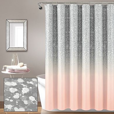 Lush Decor Glitter Ombre Metallic Print Shower Curtain