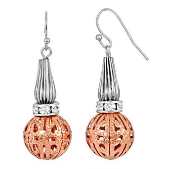 1928 Two-Tone Filigree Bead Drop Earrings