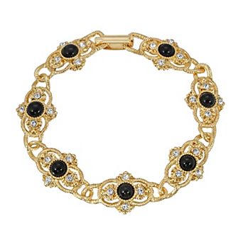 1928 Gold Tone Black Link Bracelet