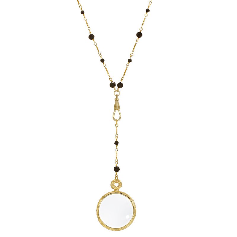 29056961 1928 Gold Tone Beaded Magnifying Glass Y-Drop Neck sku 29056961