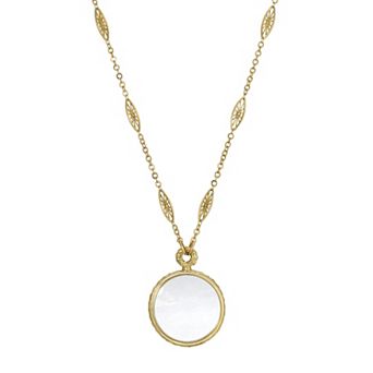 1928 Gold-Tone Magnifying Glass Pendant Necklace