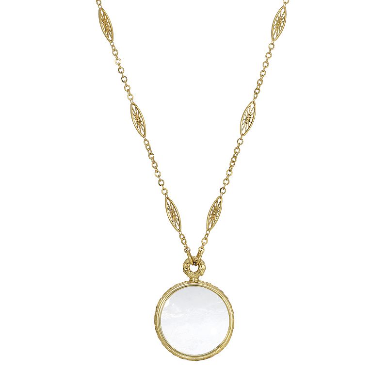 1928 Gold-Tone Magnifying Glass Pendant Necklace, Womens