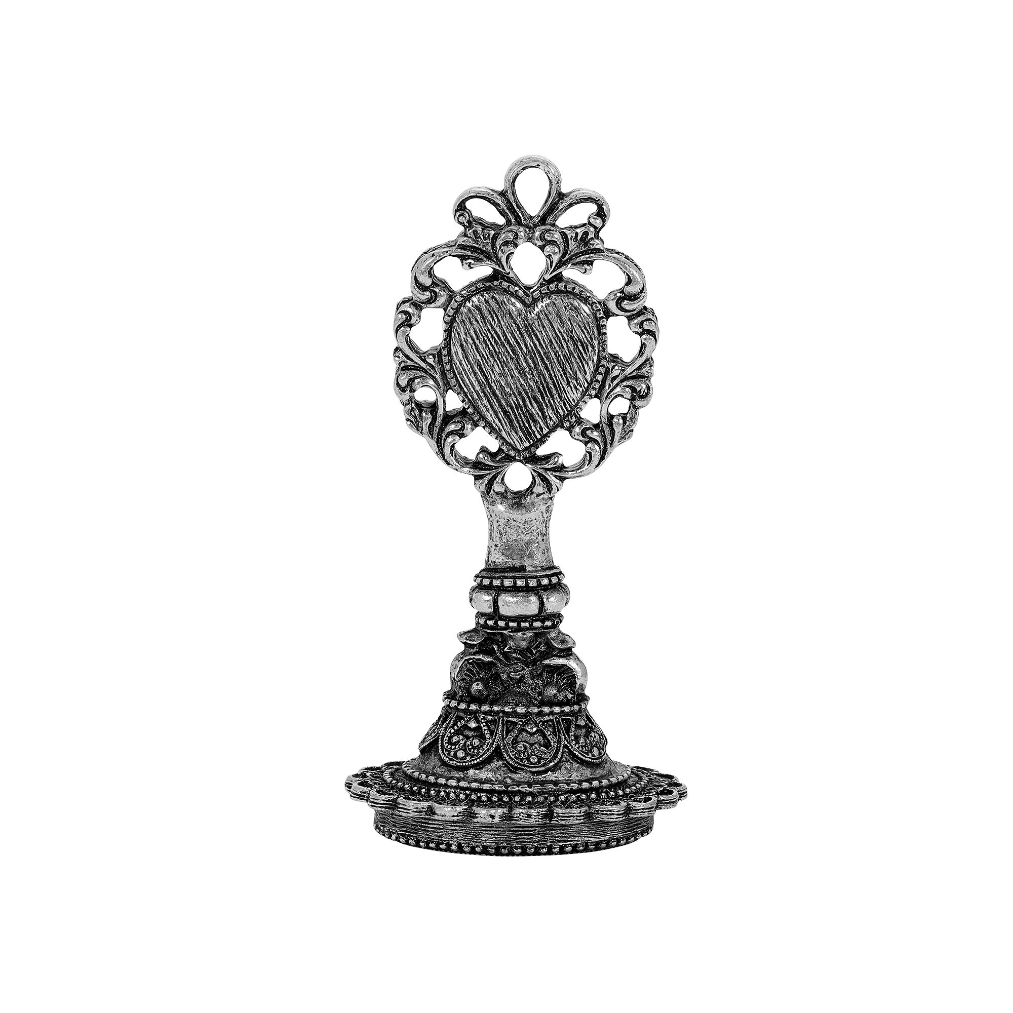 1928 Silver Tone Heart Handle Wax Stamp, Gray