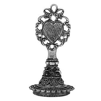 1928 Silver Tone Heart Handle Wax Stamp