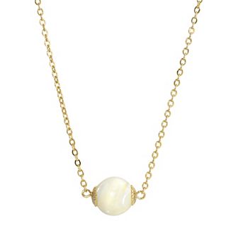1928 Gold Tone Mother-of-Pearl Shell Bead Necklace