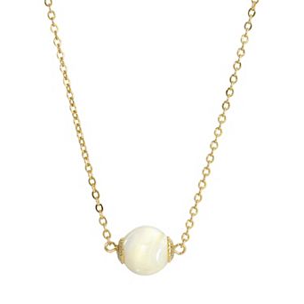 1928 Gold Tone Mother-of-Pearl Shell Bead Necklace