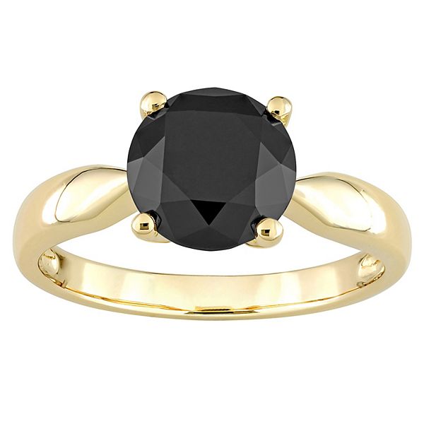 Stella Grace 10k Gold 2 Carat T.W. Round Black Diamond Solitaire ...