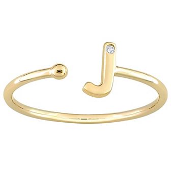 Stella Grace 10k Gold Diamond Accent Initial Open Ring