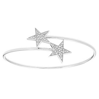 Sterling Silver 1/3 Carat T.W. Diamond Star Bangle