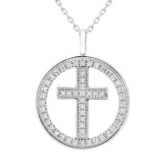 Sterling Silver 1/5 Carat T.W. Diamond Cross Pendant Necklace