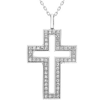 Sterling Silver 1/5 Carat T.W. Diamond Cross Pendant Necklace