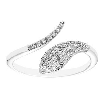 Sterling Silver 1/8 Carat T.W. Diamond Open Snake Ring