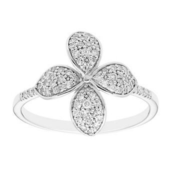 Sterling Silver 1/4 Carat T.W. Diamond Flower Ring
