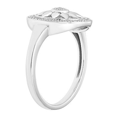 Sterling Silver 1/8 Carat T.W. Diamond Open Cut Sunflower Halo Ring