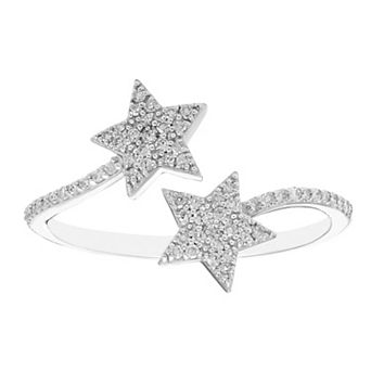 Sterling Silver 1/5 Carat T.W. Diamond Open Double Star Ring