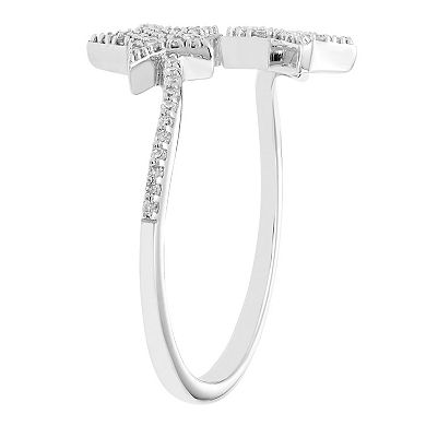 Sterling Silver 1/5 Carat T.W. Diamond Open Double Star Ring