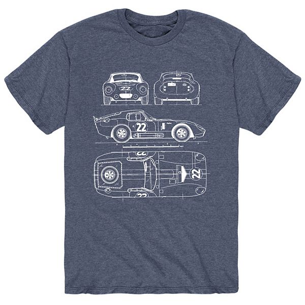 Men's Vintage Race Car Diagram Tee