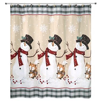 Avanti Snowman Plaid Shower Curtain