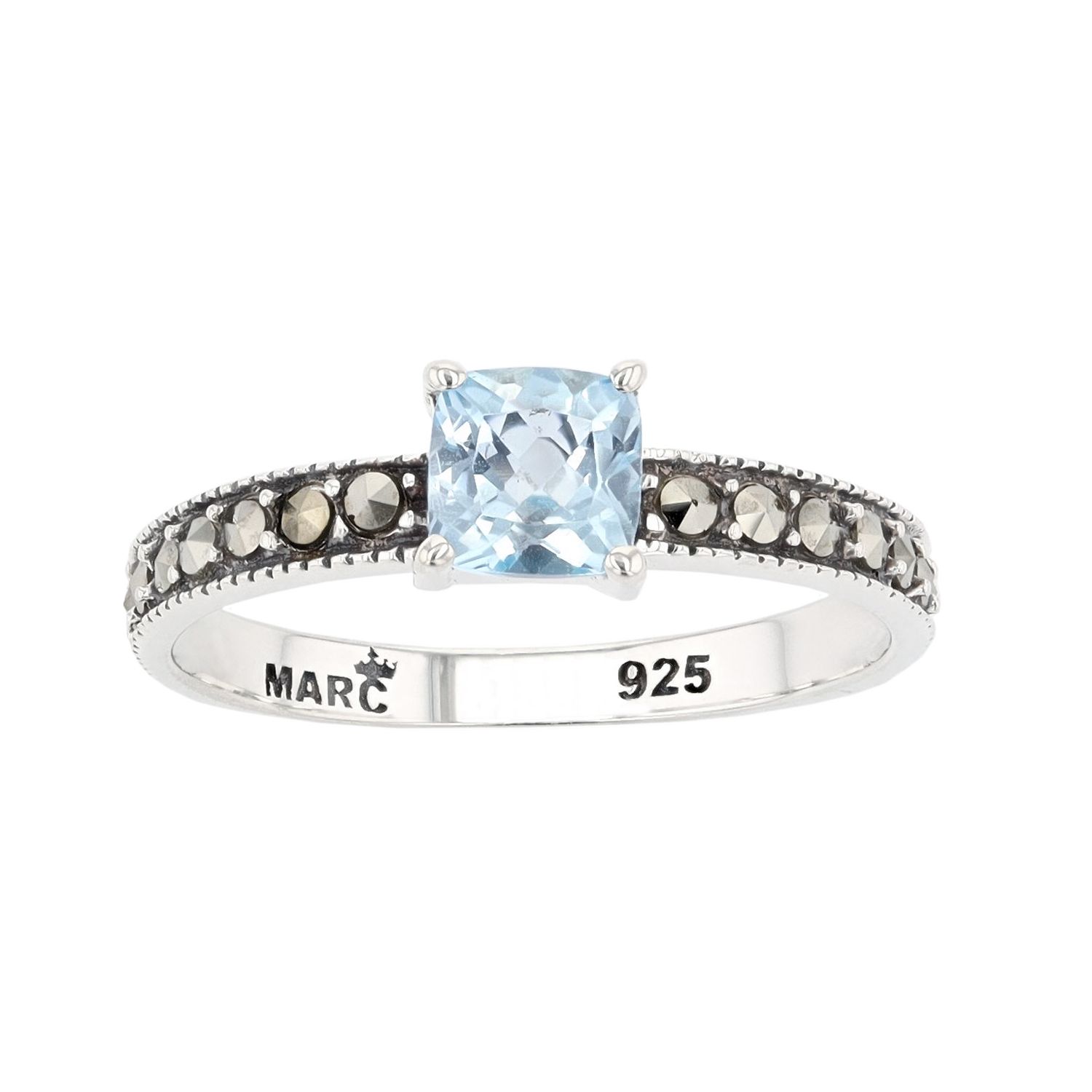 Image for Lavish by TJM Sterling Silver Cushion Cut Sky Blue Topaz & Marcasite Ring at Kohl's.