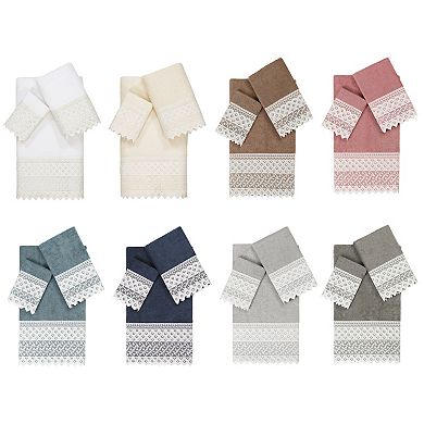 Linum Home Textiles Turkish Cotton Aiden 3-piece White Lace Embellished Towel Set