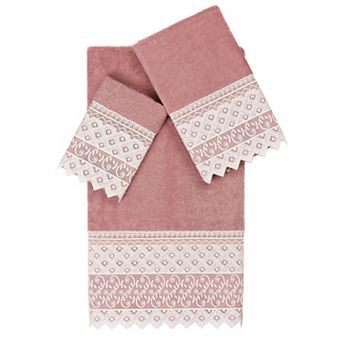Linum Home Textiles Turkish Cotton Aiden 3 pc White Lace Embellished Towel Set
