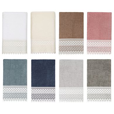 Linum Home Textiles Turkish Cotton Aiden White Lace Embellished Bath Towel