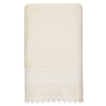 Linum Home Textiles Turkish Cotton Aiden White Lace Embellished Bath Towel