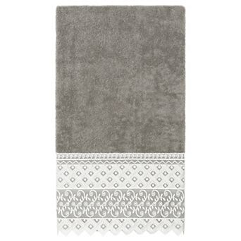 Linum Home Textiles Turkish Cotton Aiden White Lace Embellished Bath Towel
