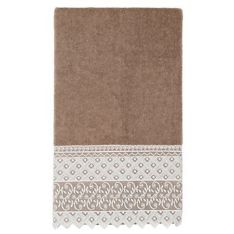 Linum Home Textiles Turkish Cotton Aiden White Lace Embellished Bath Towel