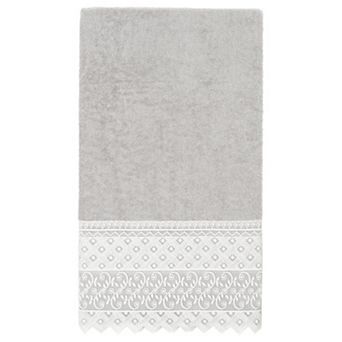 Linum Home Textiles Turkish Cotton Aiden White Lace Embellished Bath Towel
