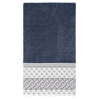 Linum Home Textiles Turkish Cotton Aiden White Lace Embellished Bath Towel