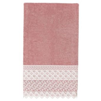 Linum Home Textiles Turkish Cotton Aiden White Lace Embellished Bath Towel