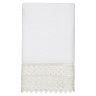 Linum Home Textiles Turkish Cotton Aiden White Lace Embellished Bath Towel